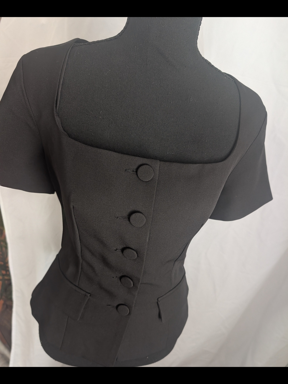 NWT Fashion Nova Black Fitted Structured Button Front Top Blouse XS